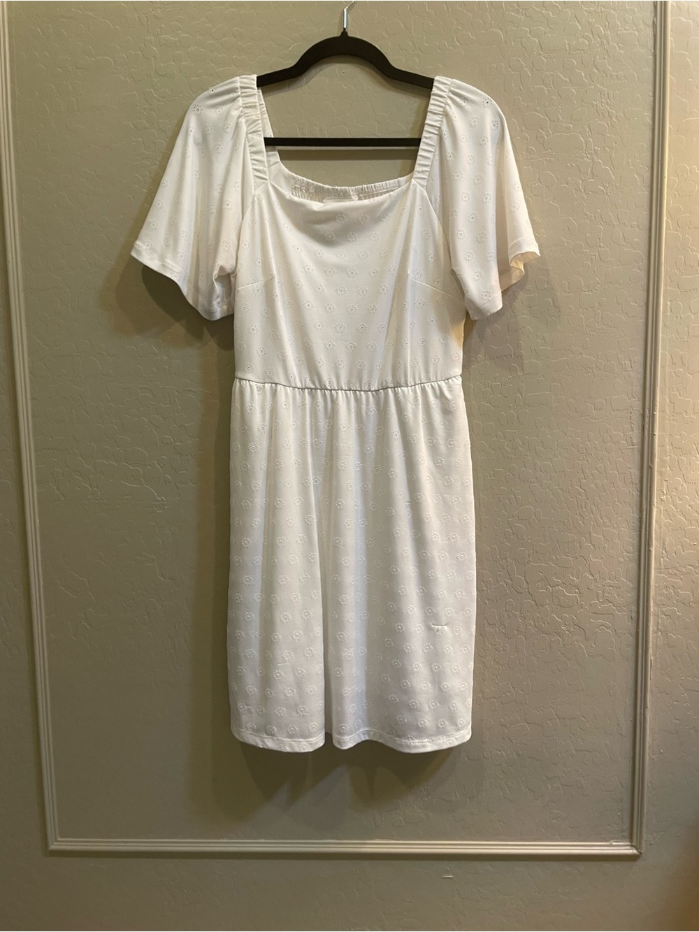 Market & Spruce White Square-Neck Eyelet Mini Dress